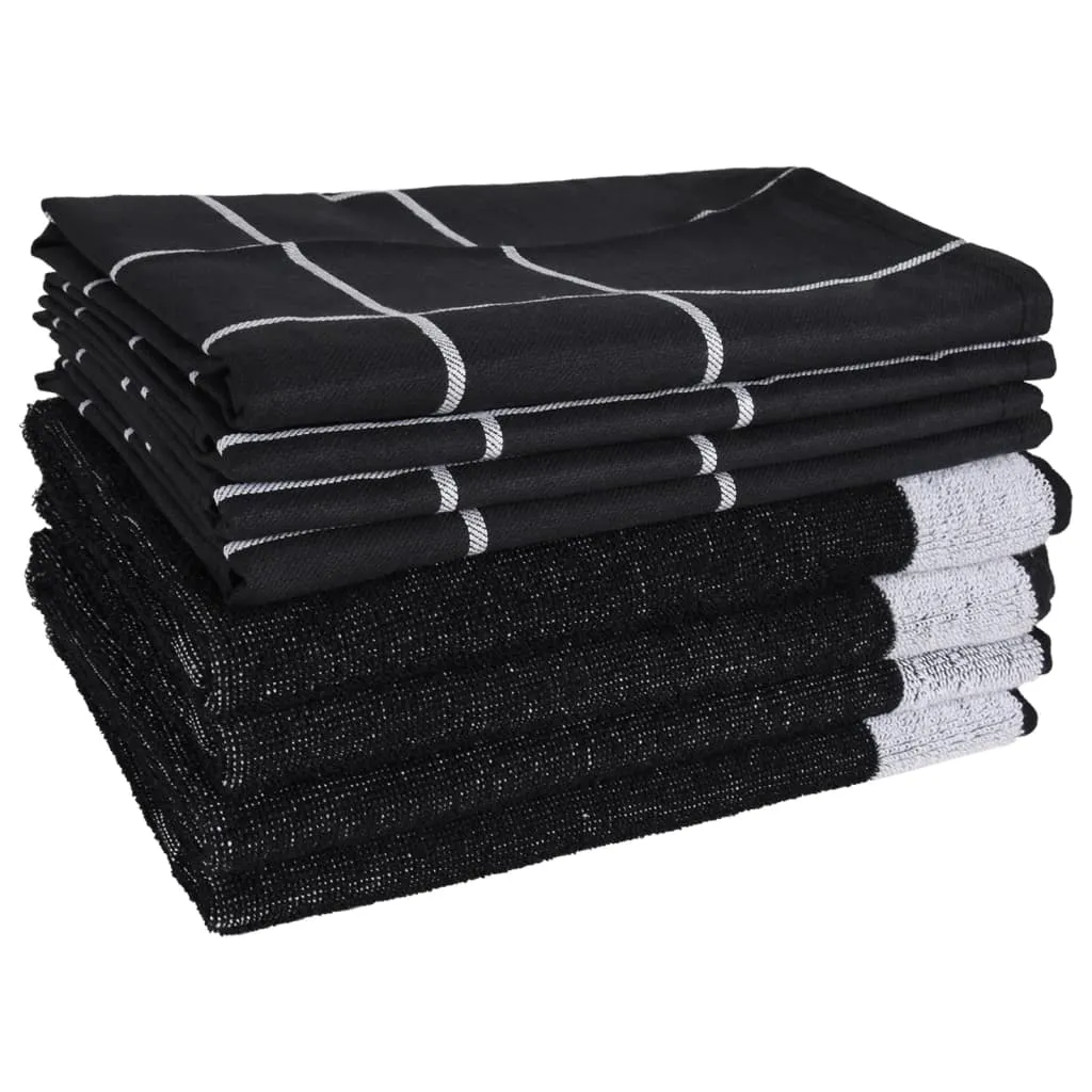 12 Piece Towel Set Black Cotton