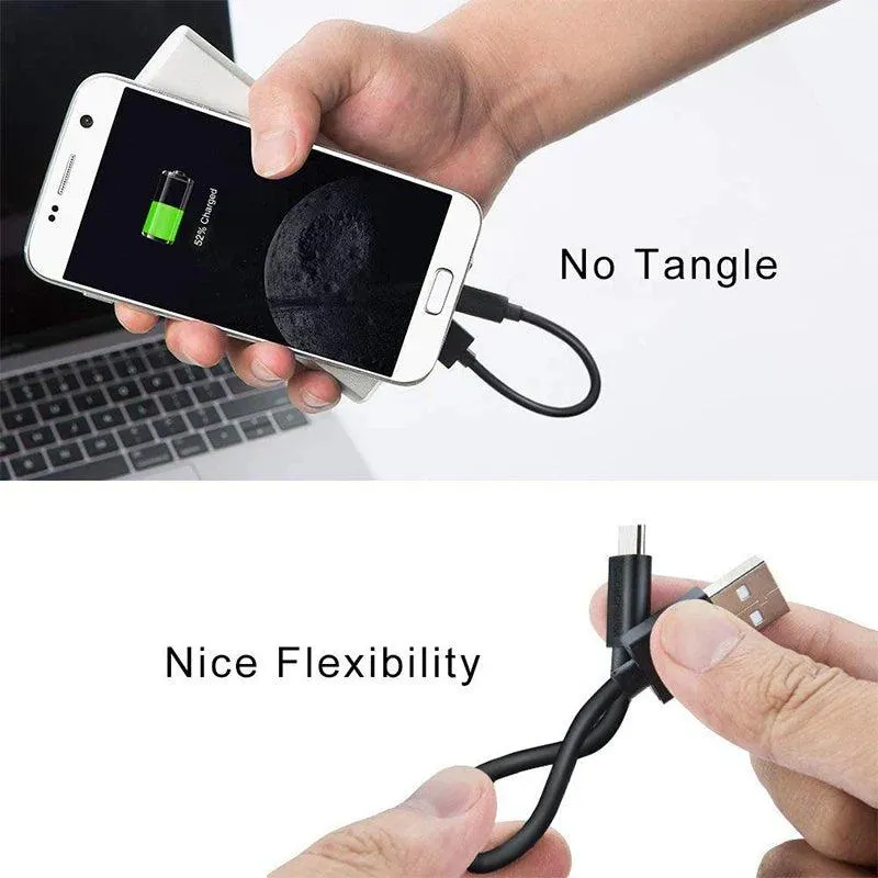 25cm Tangle-Free Micro USB Charging Cable for Android Devices & Power Banks - Portable & Durable