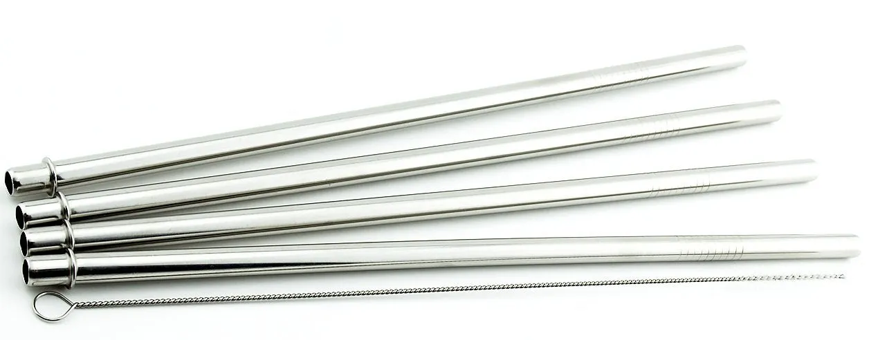 4 Pack Cocostraw for Bubba Envy 32 & 48 oz Big Tumbler PerfectFIT 18/8 Stainless Steel Drinking Straws With Cleaning Brush