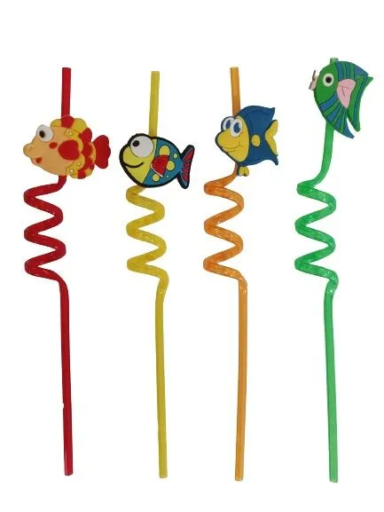 4Pcs Cartoon Fish Drinking Straw