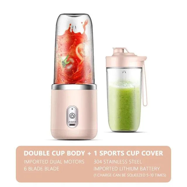 6 Blade Portable Juicer Cup USB Smoothie Blender Cup Wireless Mini Charging Fruit Squeezer Food Mixer Ice Crusher