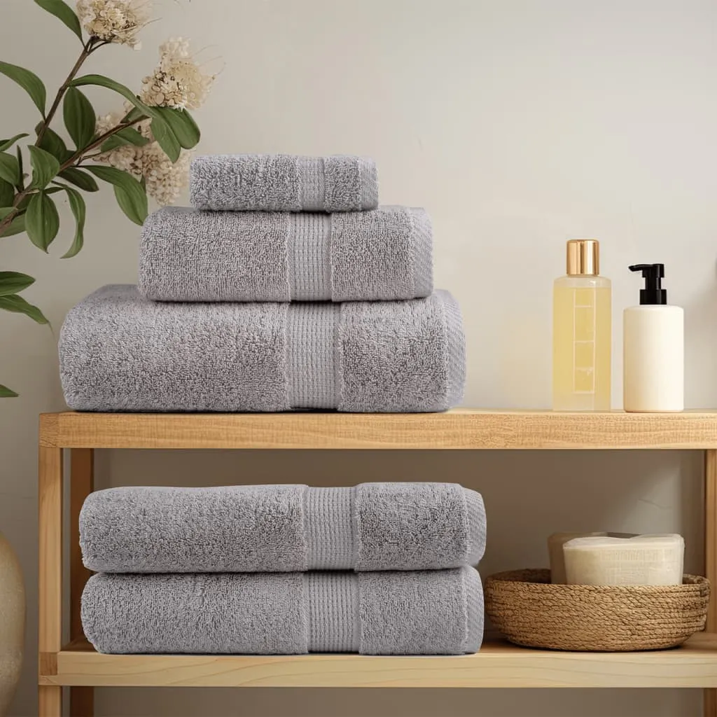 6 Piece Premium Towel Set Grey 600 gsm 100% Cotton