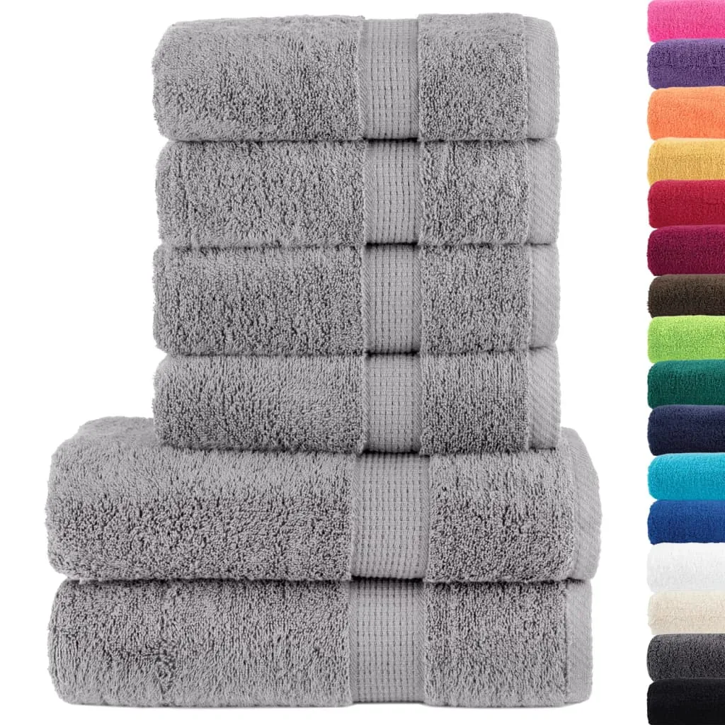 6 Piece Premium Towel Set Grey 600 gsm 100% Cotton