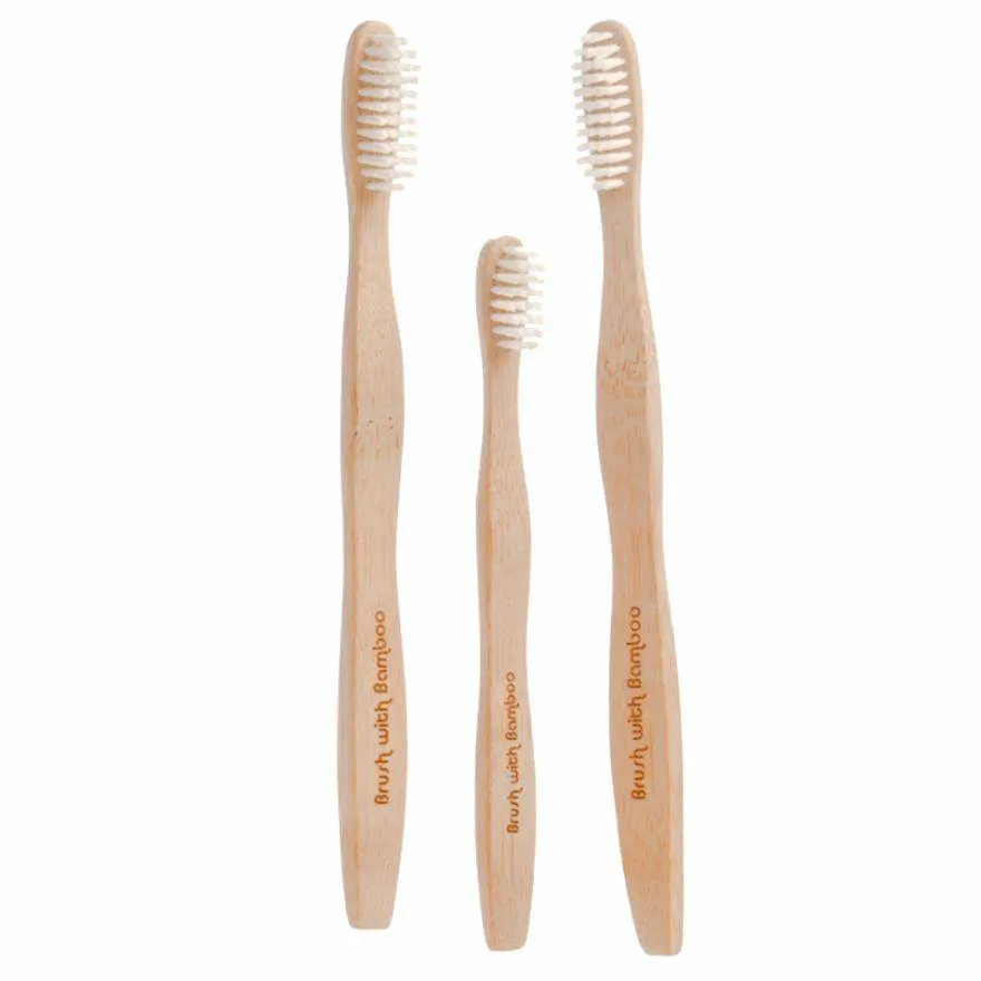 Adults And Kids Bamboo Toothbrush Combo - Pack of 3