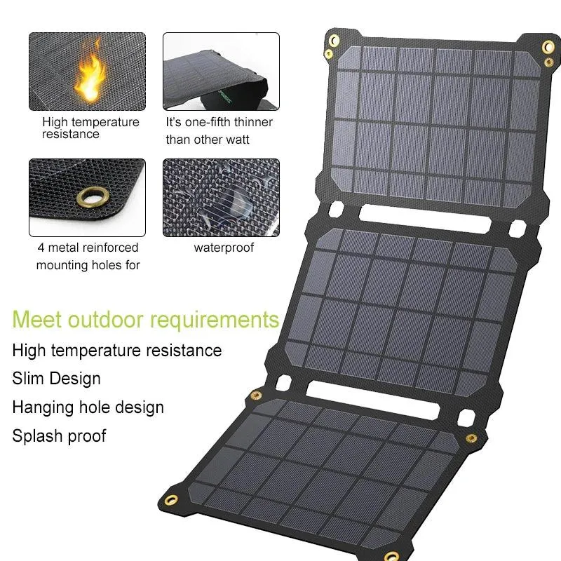 ALLPOWERS 21W Portable Camouflage Solar Charger - Foldable USB Power Bank for Outdoor Adventures