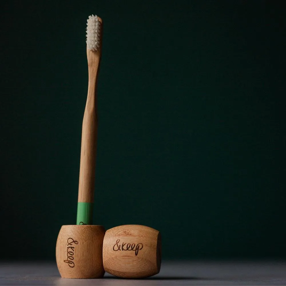 &Keep Bamboo Toothbrush Stand