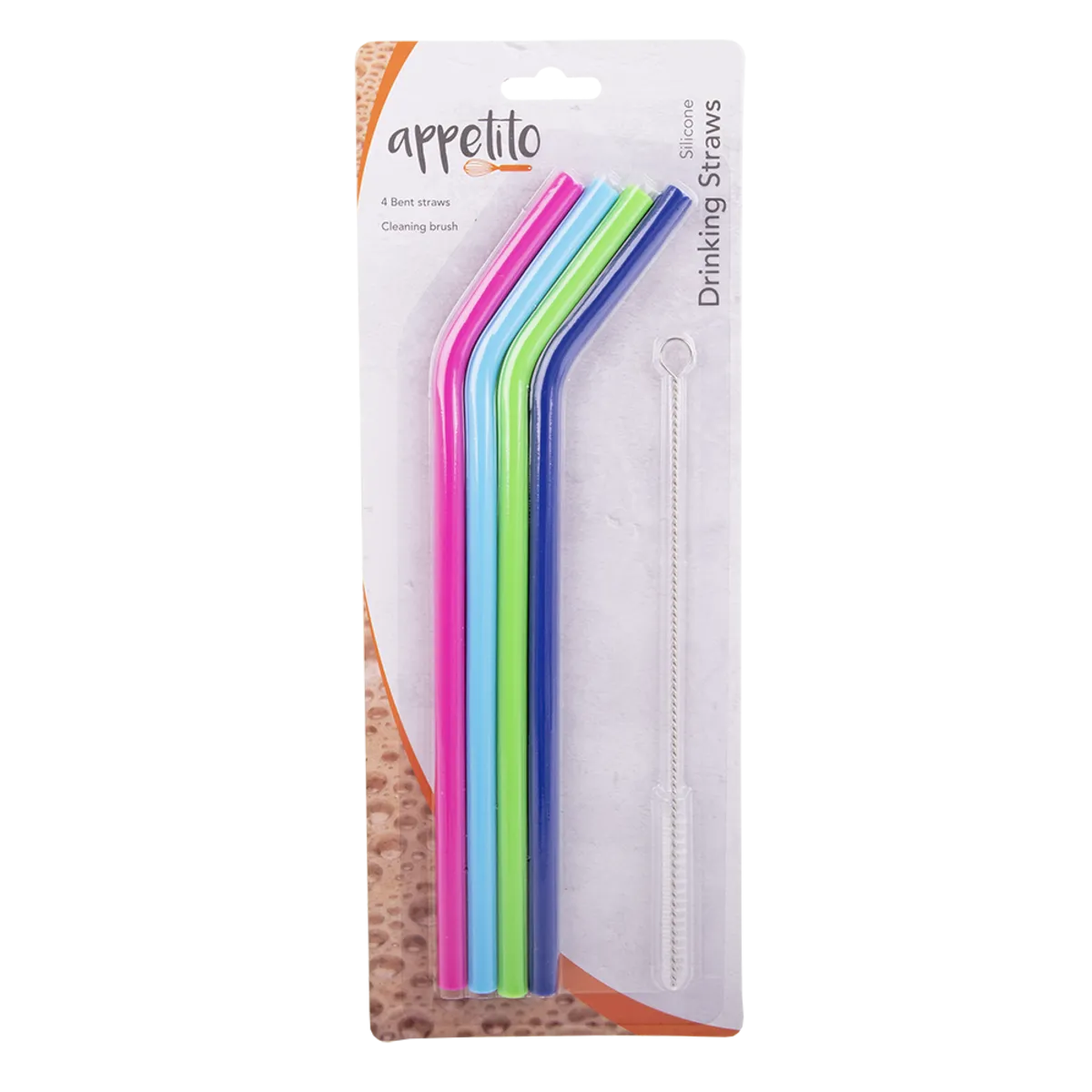 Appetito Silicone Drinking Straws - 4pk