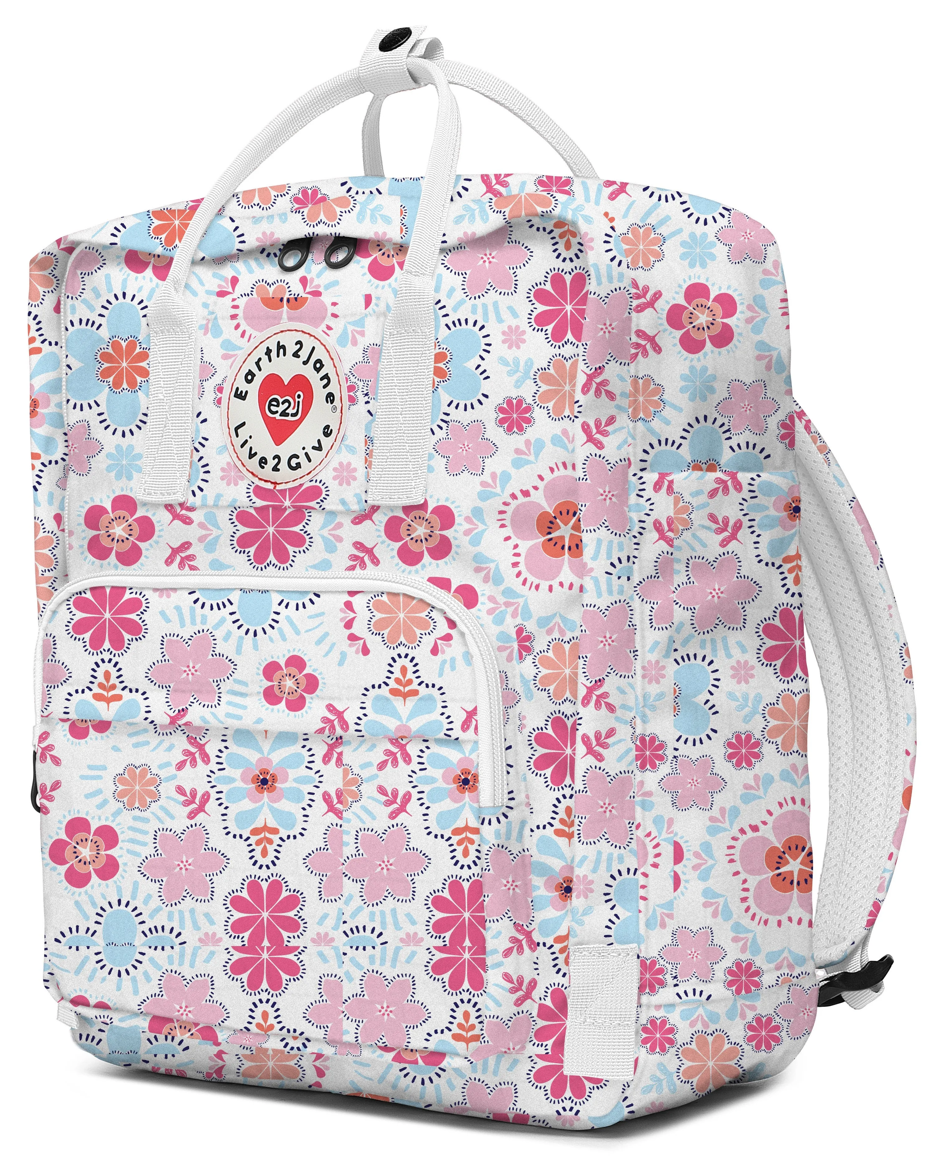 BackPack Pink Blue Pastel Floral Kid's Bag Unisex Earth2Jane Adjustable ecofriendly Bag