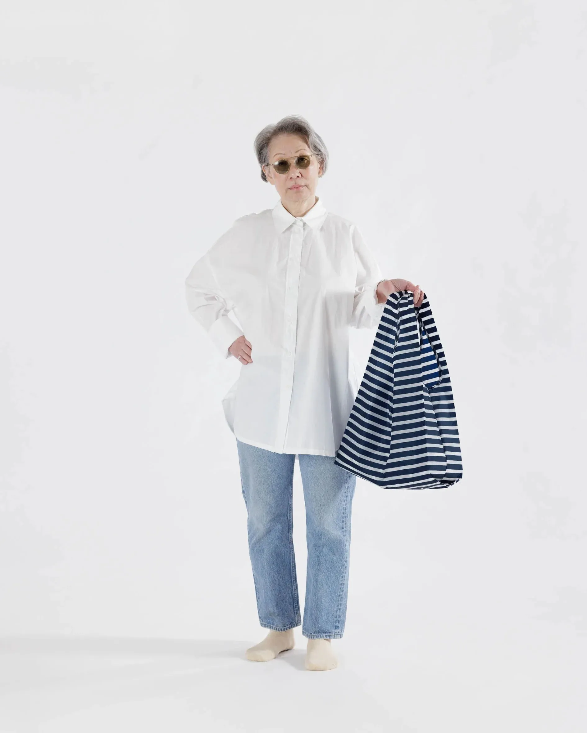 BAGGU Reusable Tote | Navy Stripes