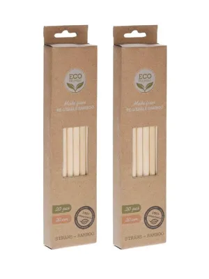 Bamboo Reusable Straws - Set of 40