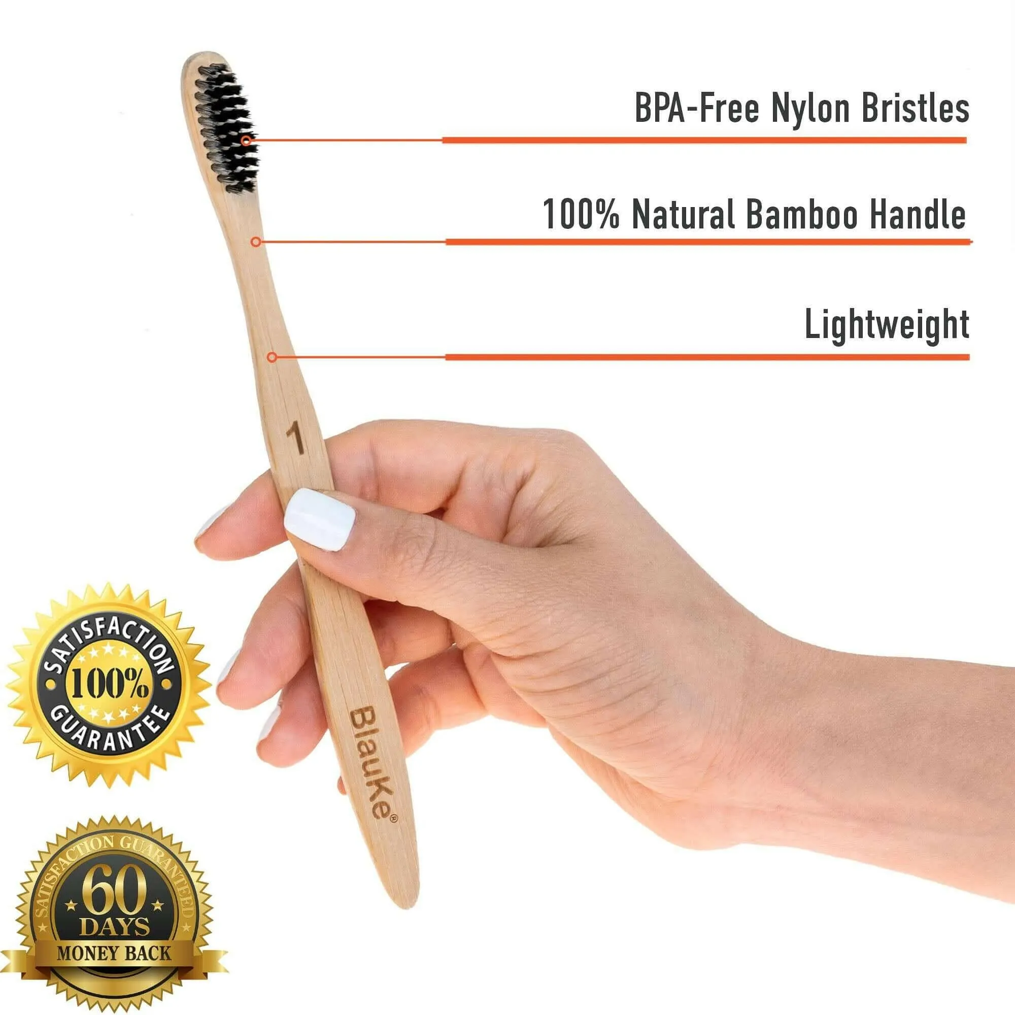 Bamboo Toothbrush Set 4-Pack - Bamboo Toothbrushes with Soft Bristles