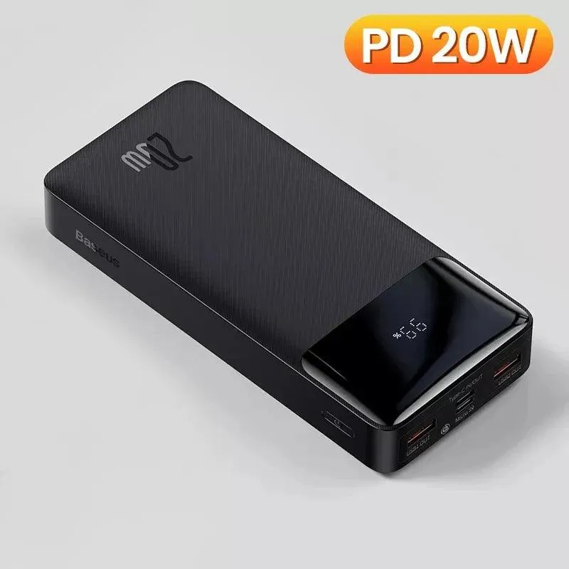 Baseus 30000mAh Quick Charge Power Bank - Portable Mobile Charger for iPhone 13 & Xiaomi Devices