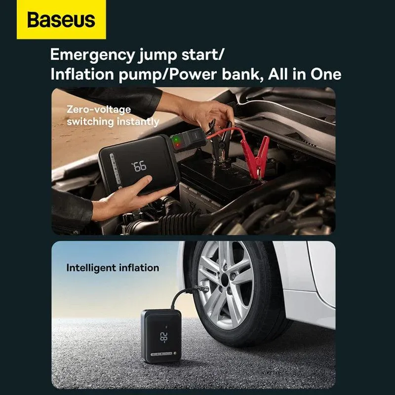 BASEUS All-in-One Car Jump Starter and Air Compressor Power Bank - 1000A Auto Booster with Smart Features