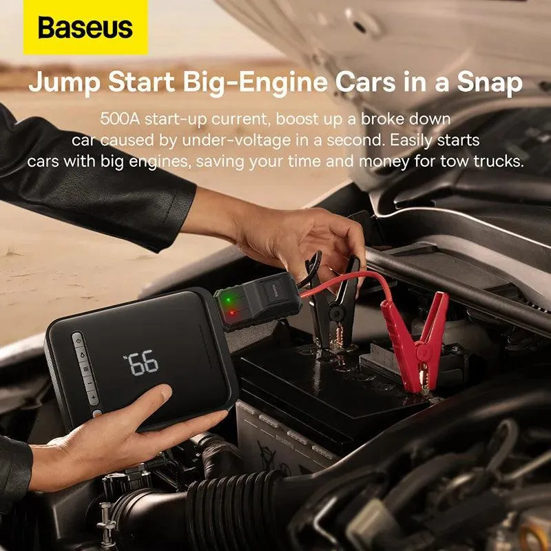 BASEUS All-in-One Car Jump Starter and Air Compressor Power Bank - 1000A Auto Booster with Smart Features