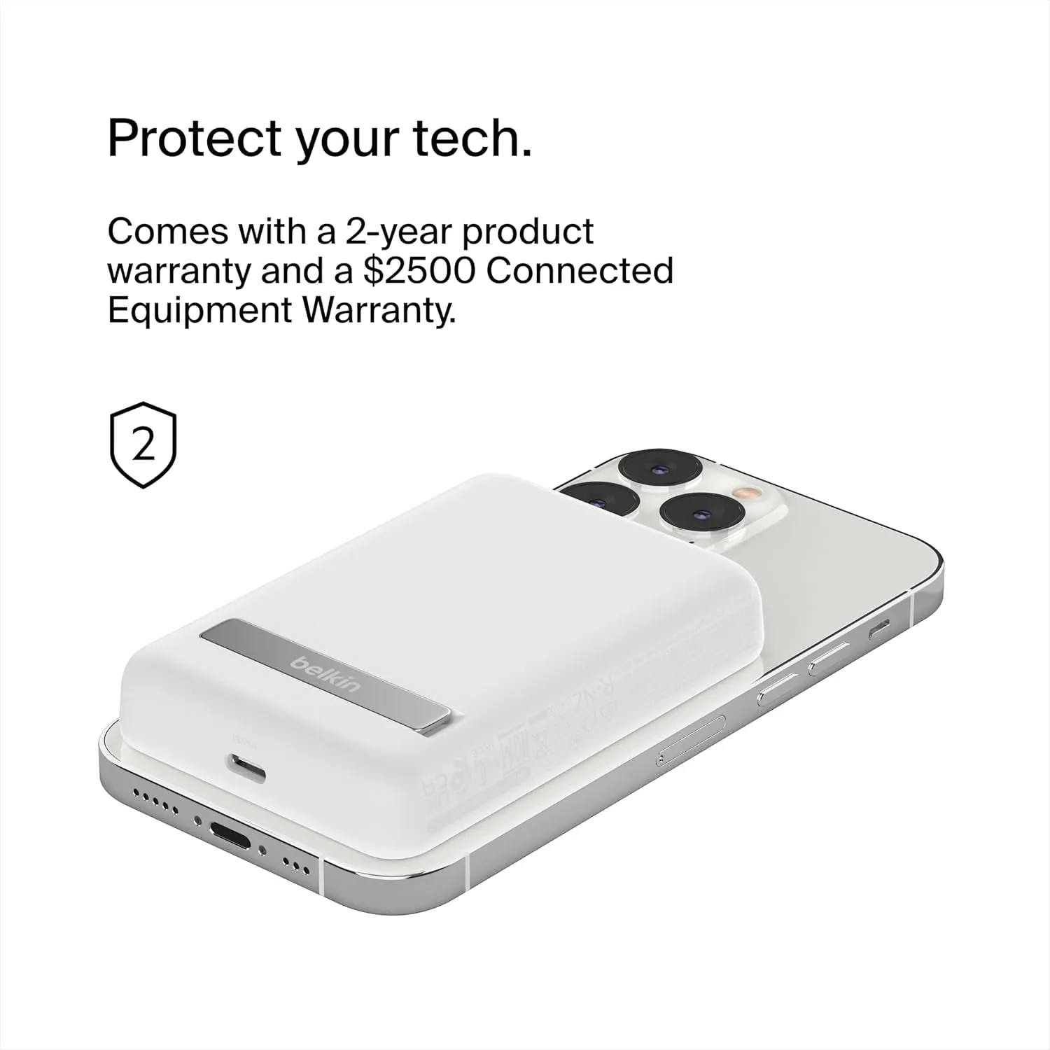 Belkin Boostcharge Wireless Power Bank 5K W/Magsafe Compatible 7.5W Charging, Built-In Pop-Up Kickstand - Compatible W/Iphone 16, 16 Plus, 16 Pro, 16 Pro Max, Iphone 15, Airpods, and More - White