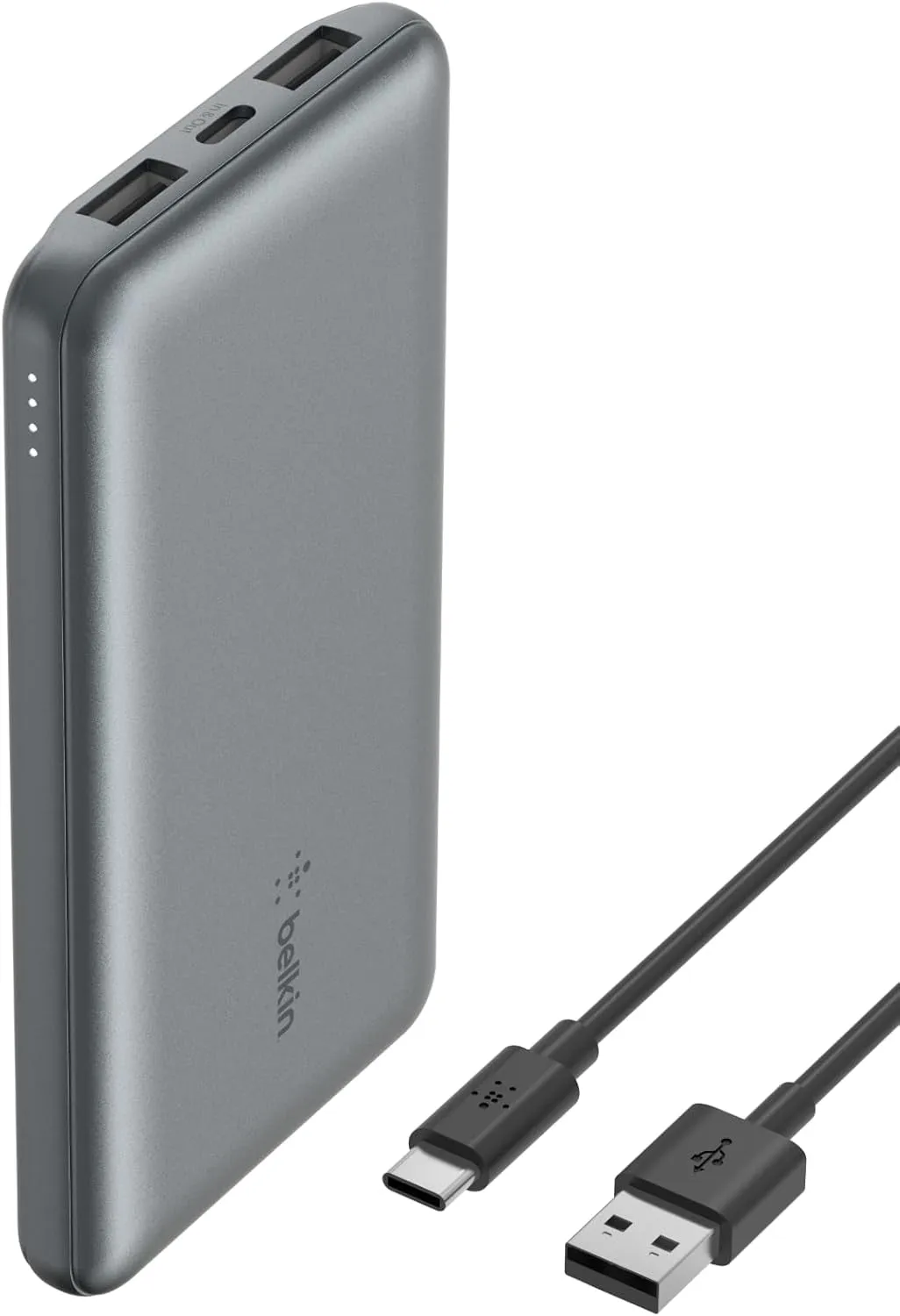 Belkin Portable Charger, USB-C Power Bank 10K W/ 1 USB-C Port and 2 USB-A Ports with USB-A to USB-C Cable for Iphone 16, 16 Plus, 16 Pro, 16 Pro Max, Samsung Galaxy S24, & More - Gray