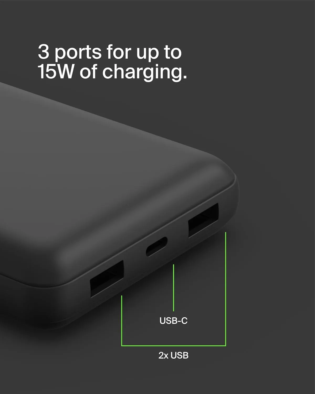 Belkin Portable Charger, USB-C Power Bank 20K W/ 1 USB-C Port and 2 USB-A Ports with USB-A to USB-C Cable for Iphone 16, 16 Plus, 16 Pro, 16 Pro Max, Samsung Galaxy S24, & More - Black