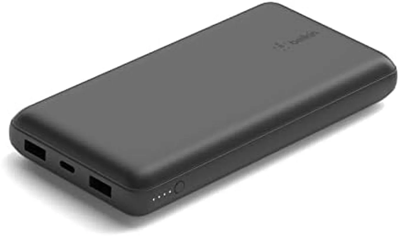 Belkin Portable Charger, USB-C Power Bank 20K W/ 1 USB-C Port and 2 USB-A Ports with USB-A to USB-C Cable for Iphone 16, 16 Plus, 16 Pro, 16 Pro Max, Samsung Galaxy S24, & More - Black