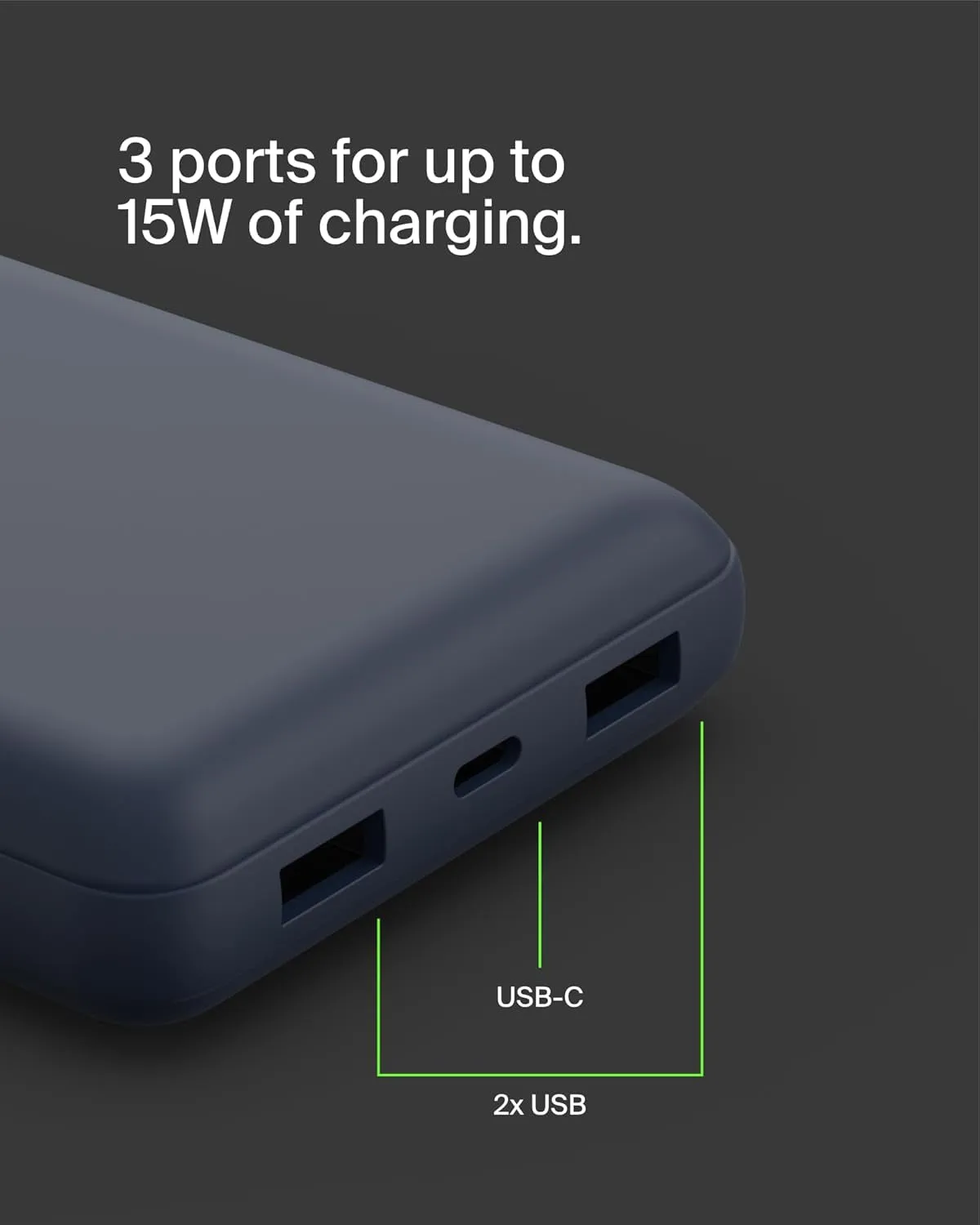 Belkin Portable Charger, USB-C Power Bank 20K W/ 1 USB-C Port and 2 USB-A Ports with USB-A to USB-C Cable for Iphone 16, 16 Plus, 16 Pro, 16 Pro Max, Samsung Galaxy S24, & More - Blue