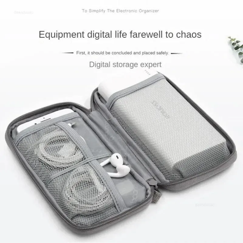 Compact Electronics Organizer Bag for Power Banks, Chargers, Cables, and Earphones - Travel-Friendly Oxford Cloth Holder