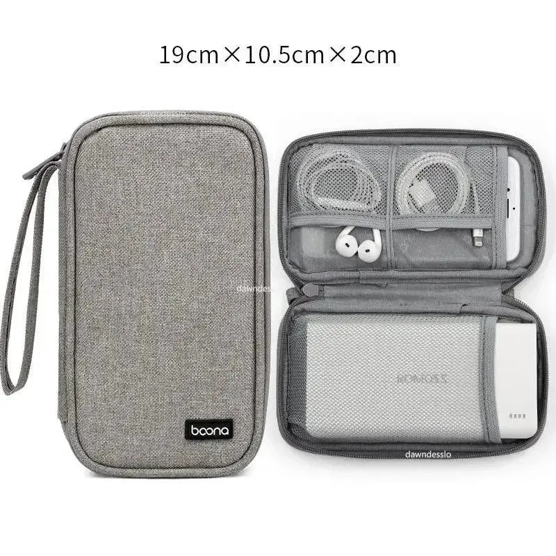 Compact Electronics Organizer Bag for Power Banks, Chargers, Cables, and Earphones - Travel-Friendly Oxford Cloth Holder