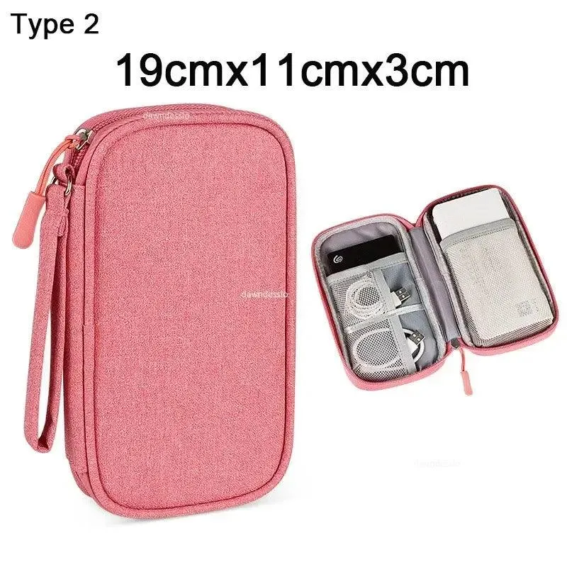 Compact Electronics Organizer Bag for Power Banks, Chargers, Cables, and Earphones - Travel-Friendly Oxford Cloth Holder