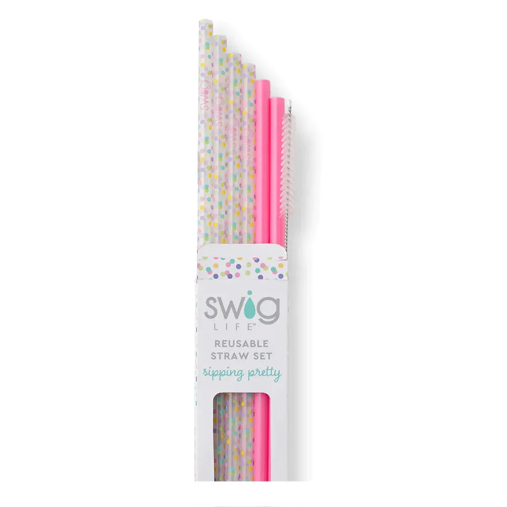 Confetti & Pink Reusable Straw Set