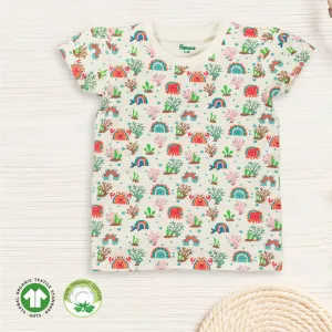 Cotton T-Shirt For Kids | Sea Life Printed | White