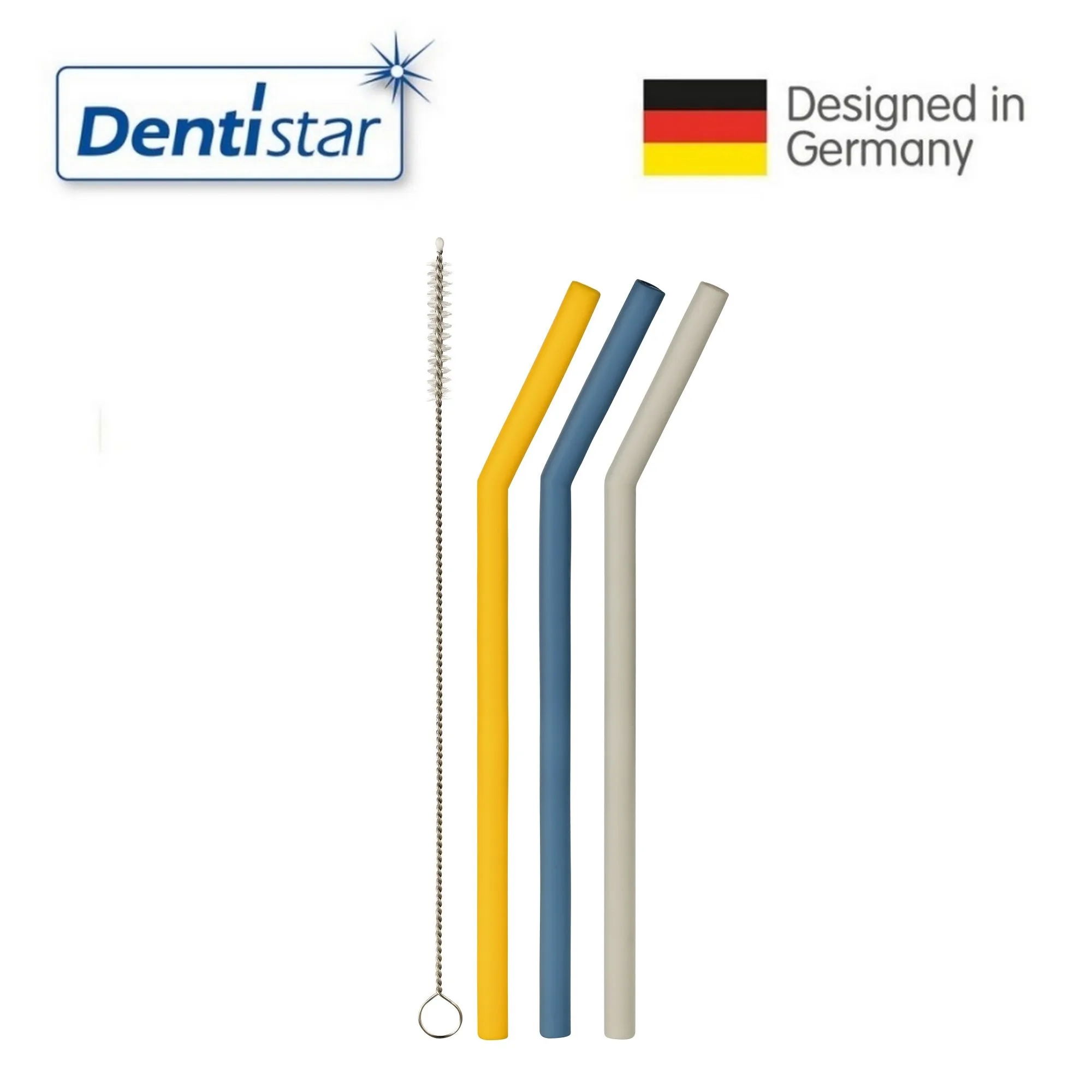 Dentistar Reusable Silicone Straws with Cleaning Brush