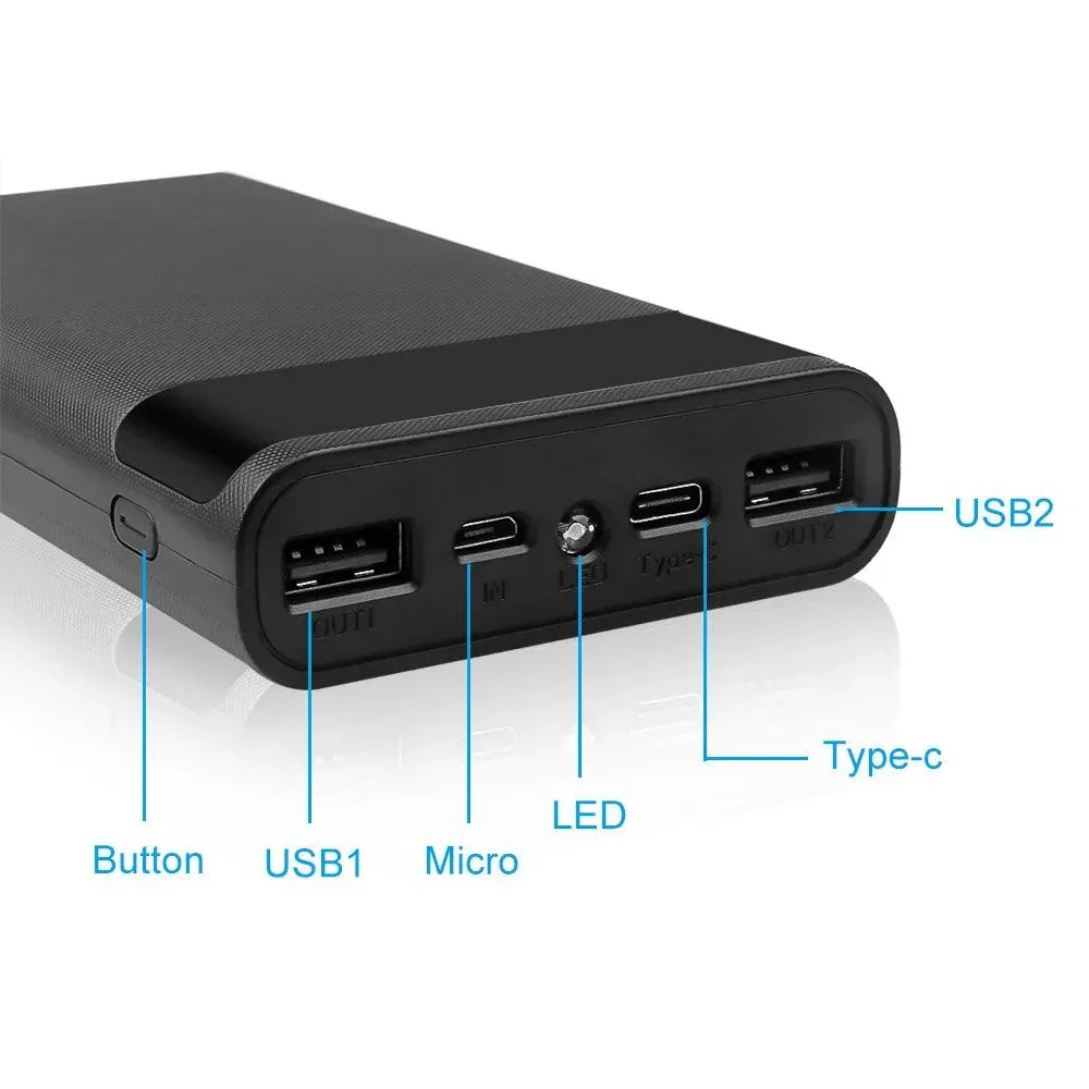 DIY Dual USB Power Bank Case with LED Display for 6 x 18650 Batteries