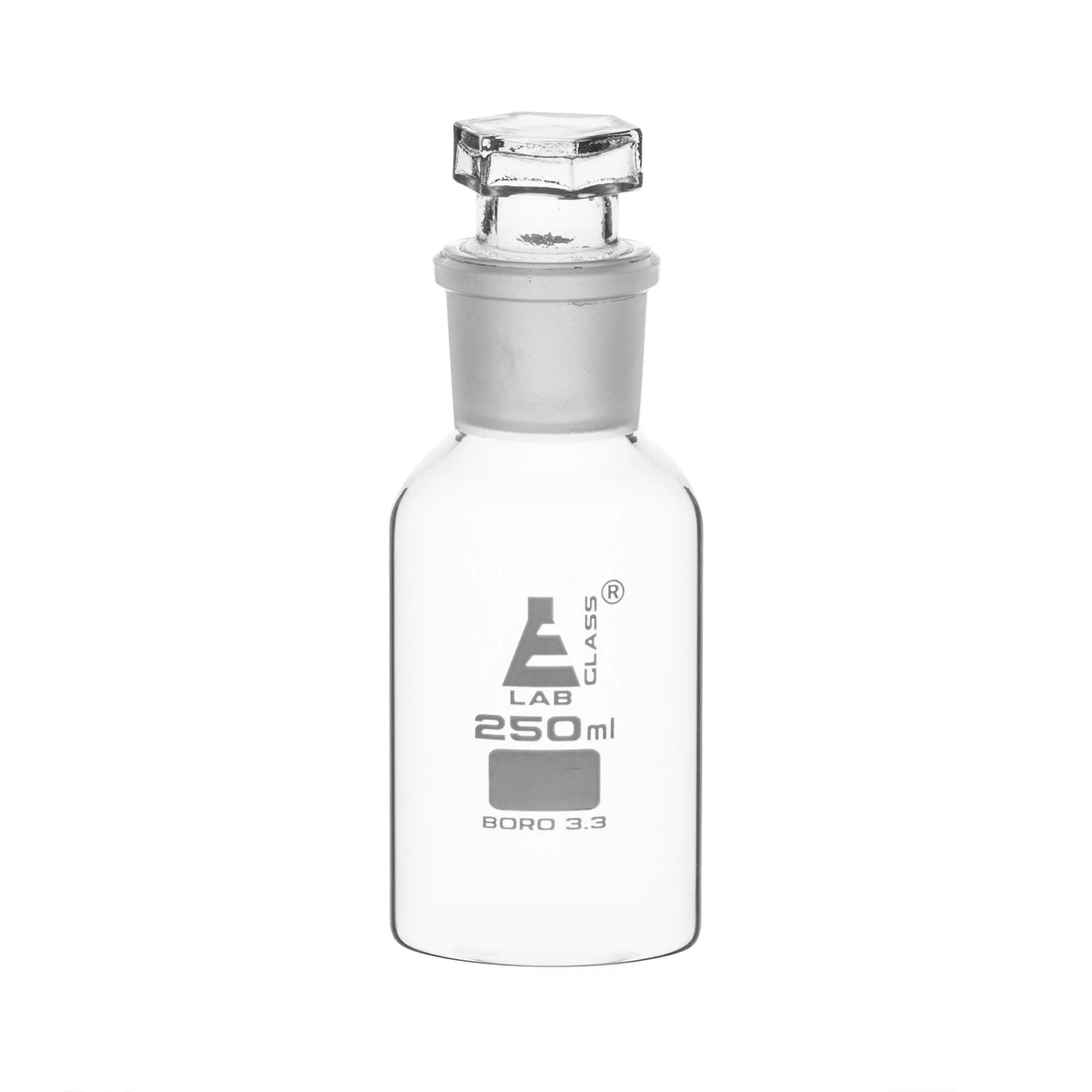 Eisco Labs 250ml Reagent Glass Bottle - Wide mouth with Stopper