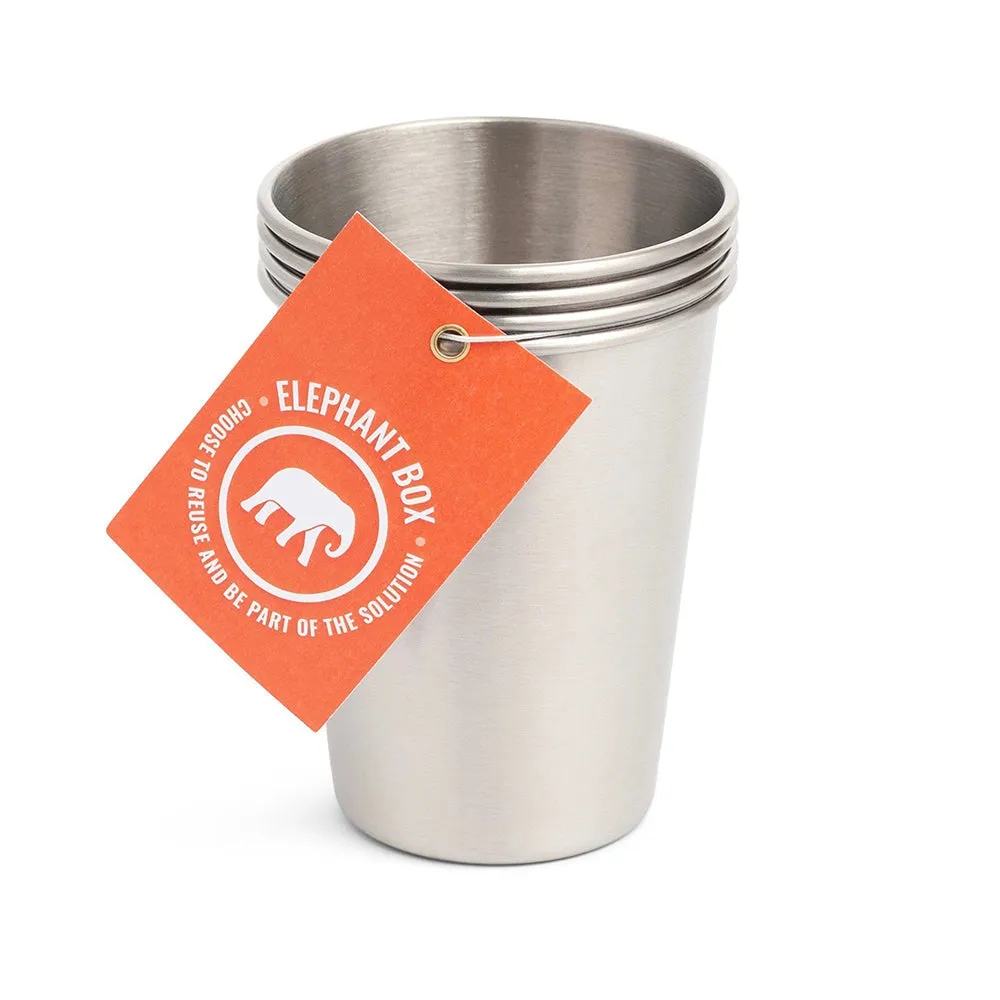 Elephant Box Stainless Steel Cups 350ml - 4 Pack