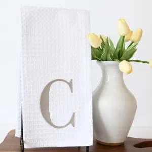 Embroidered Initial Waffle Weave Towel