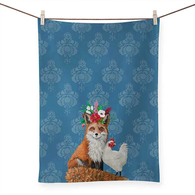 Fox and Rooster Tea Towels