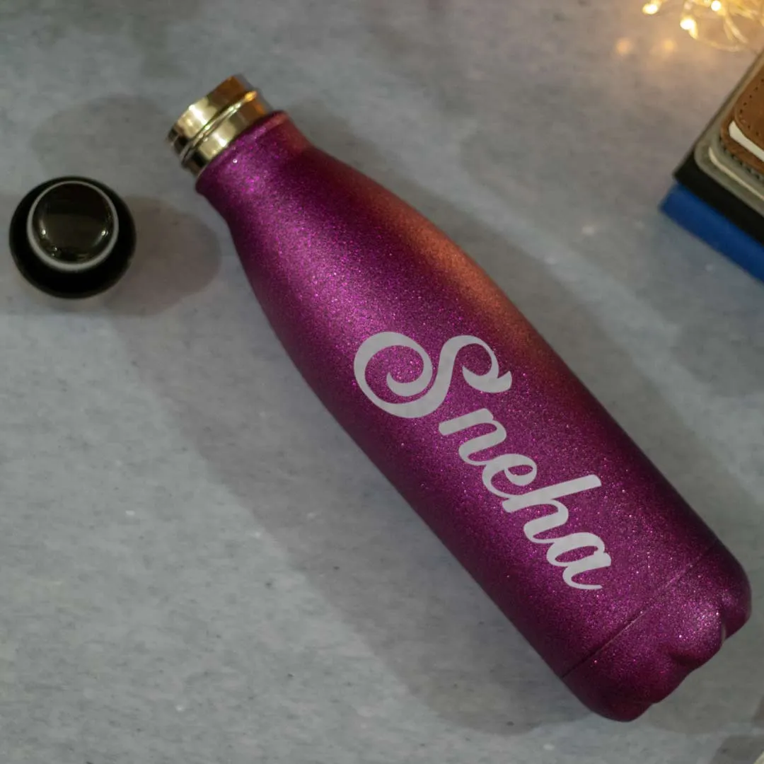 Glitter Finish Personalized Stainless Steel Water Bottle(500 ml)