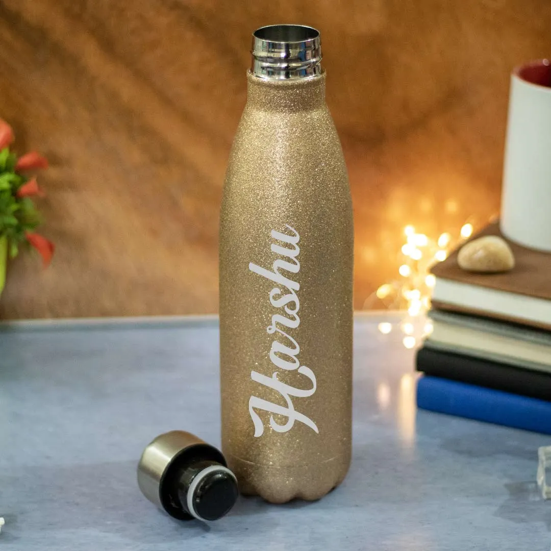 Glitter Finish Personalized Stainless Steel Water Bottle(500 ml)