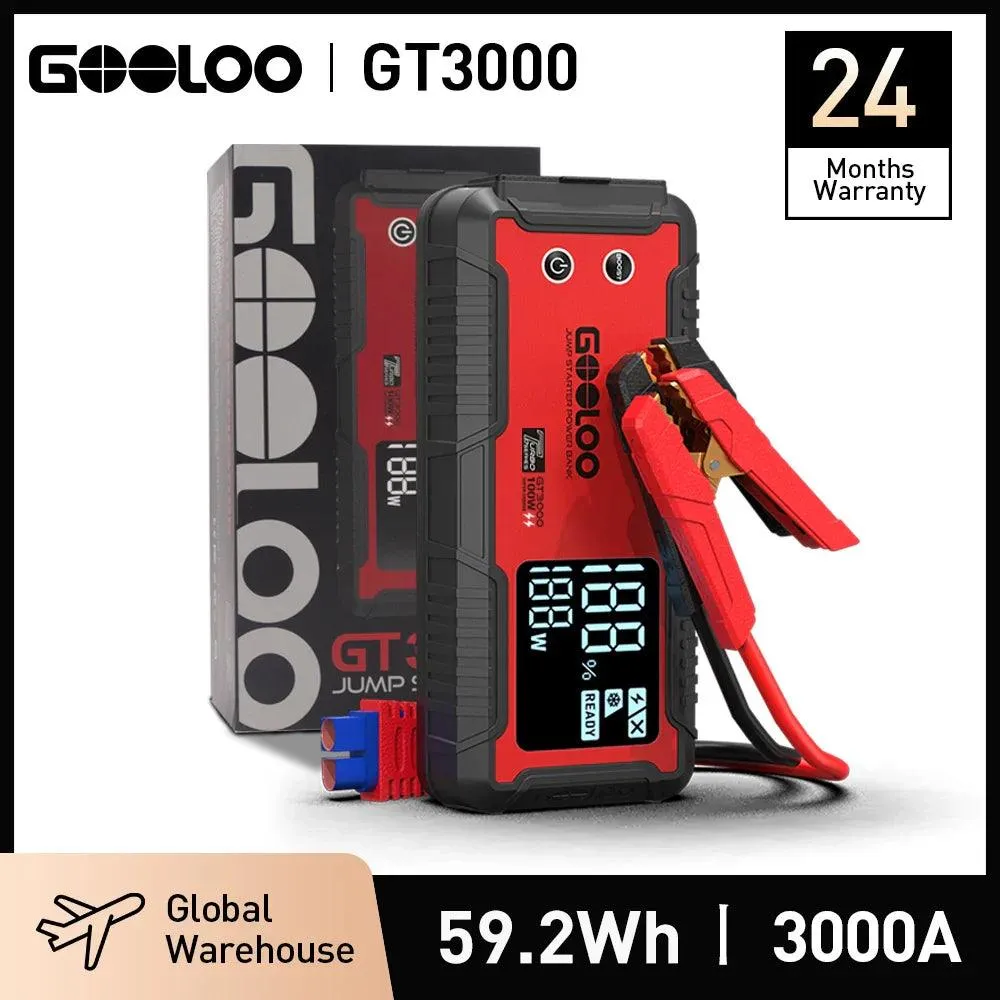 GOOLOO 3000A Portable Jump Starter and Power Bank with Emergency LED Light