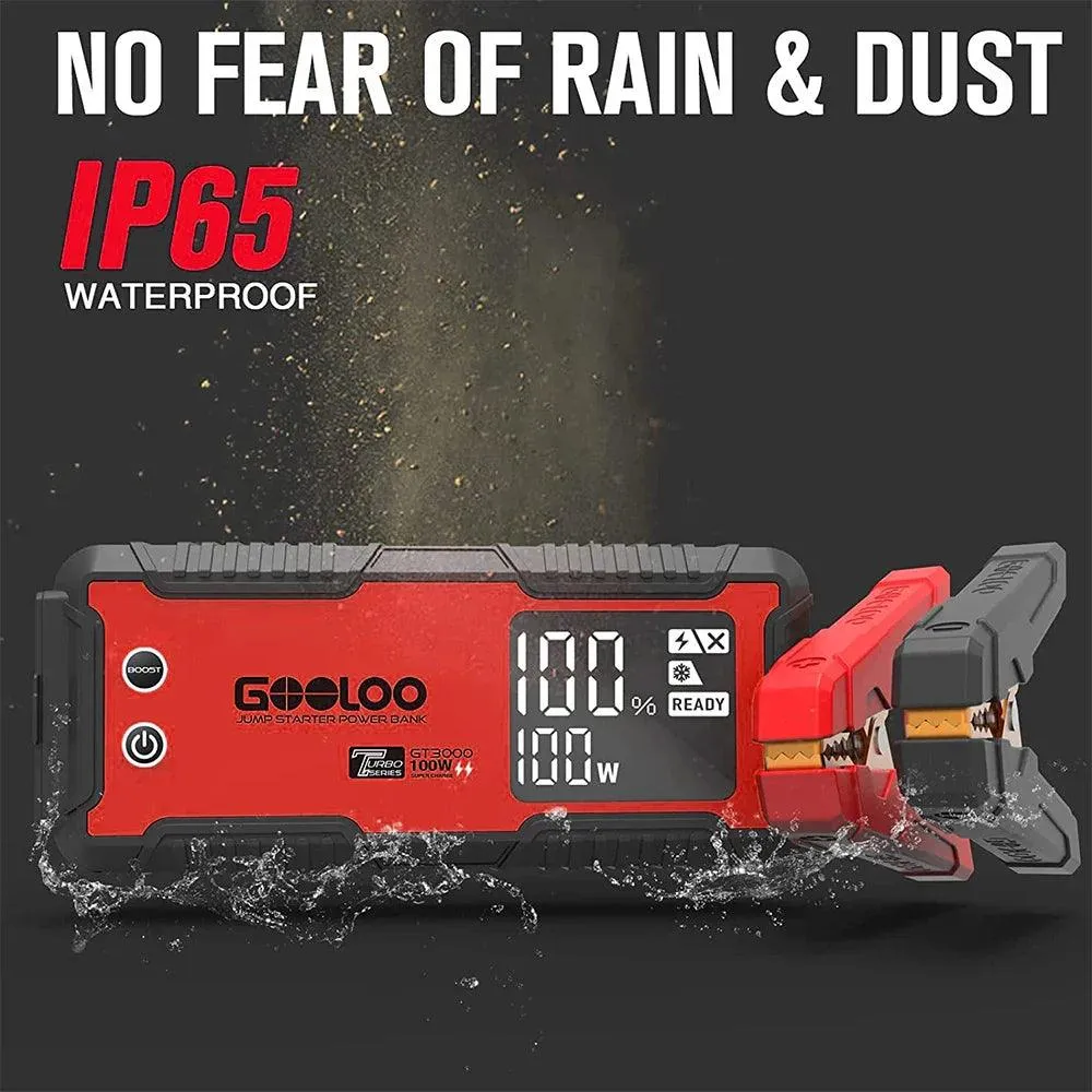 GOOLOO 3000A Portable Jump Starter and Power Bank with Emergency LED Light