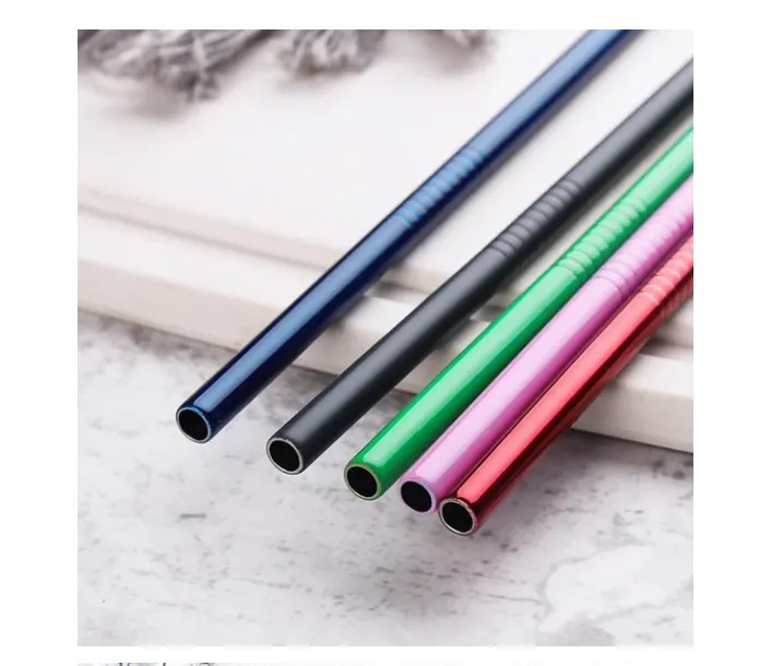 Green Metal Beverage Juice Coffee Milk Tea Stainless Steel Straws