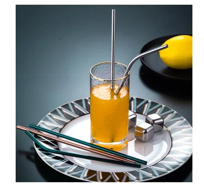 Green Metal Beverage Juice Coffee Milk Tea Stainless Steel Straws