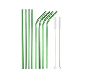 Green Metal Beverage Juice Coffee Milk Tea Stainless Steel Straws