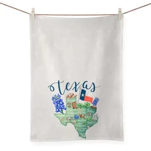 Greenbox Art Texas State Map Tea Towel