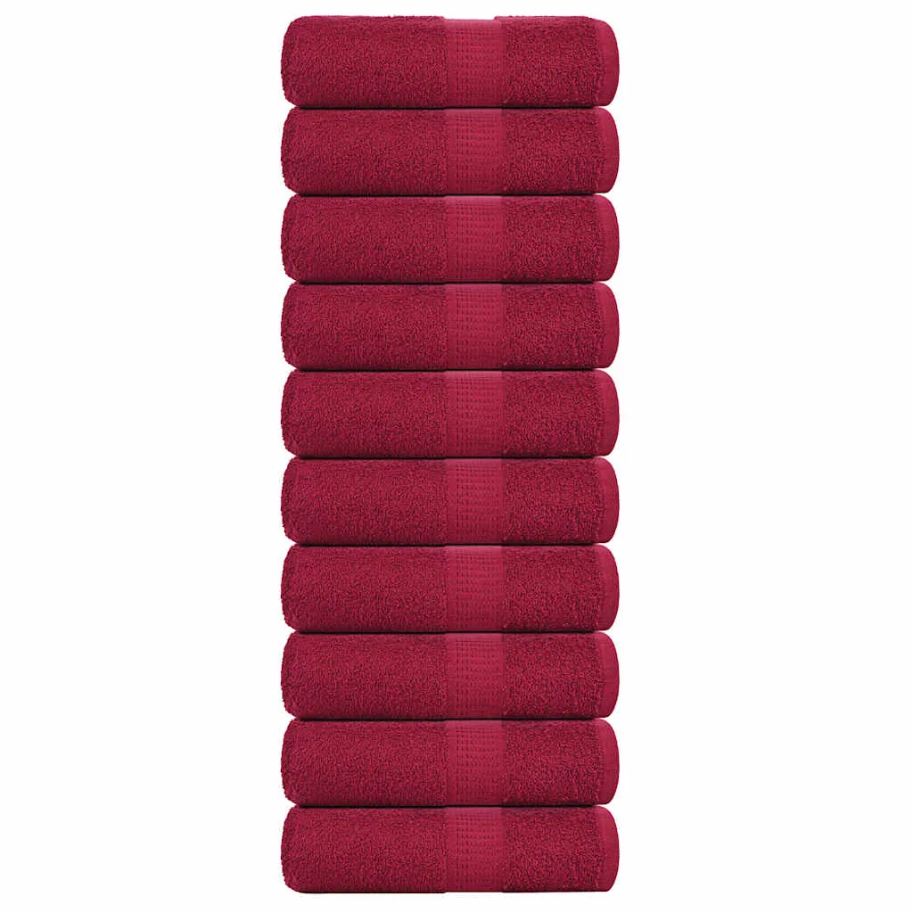 Guest Towels 10 pcs Bordeaux 30x50 cm 360 gsm 100% Cotton