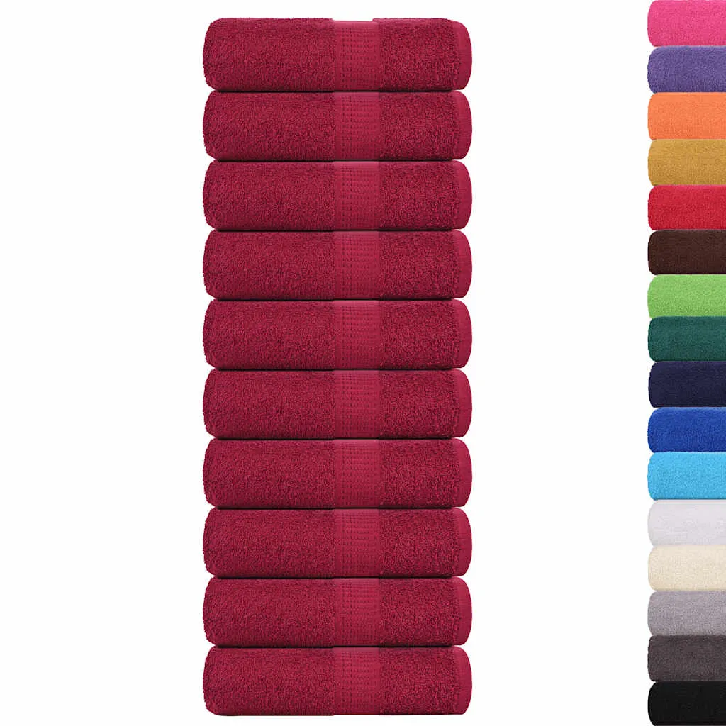 Guest Towels 10 pcs Bordeaux 30x50 cm 360 gsm 100% Cotton