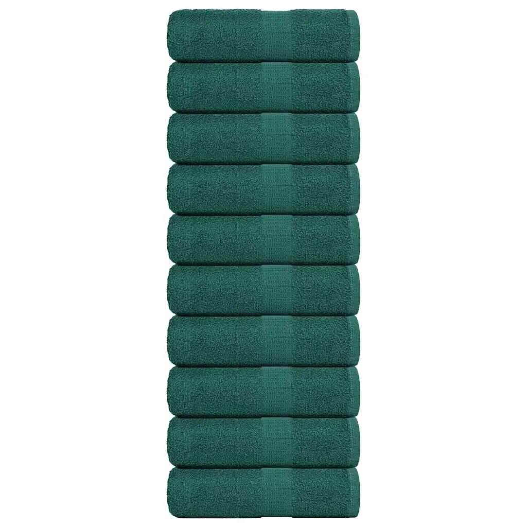 Guest Towels 10 pcs Green 30x50 cm 360 gsm 100% Cotton