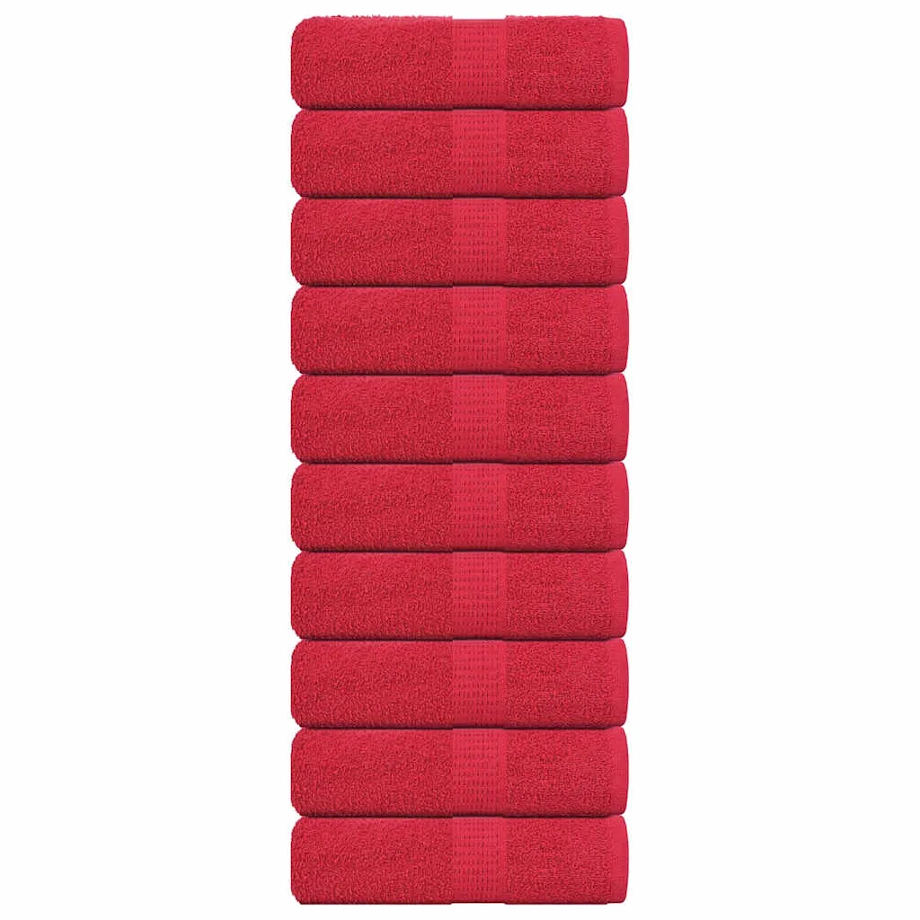 Guest Towels 10 pcs Red 30x50 cm 360 gsm 100% Cotton