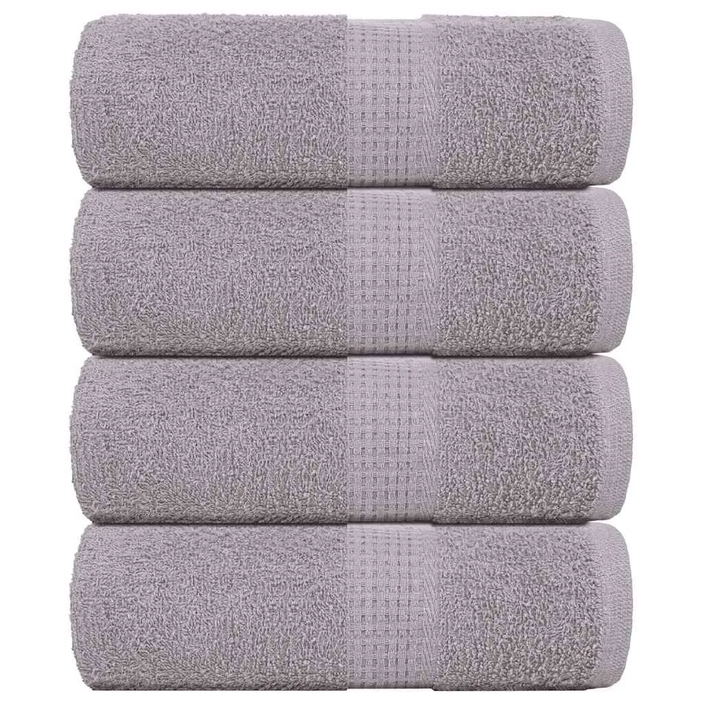 Guest Towels 4 pcs Grey 30x50 cm 360 gsm 100% Cotton