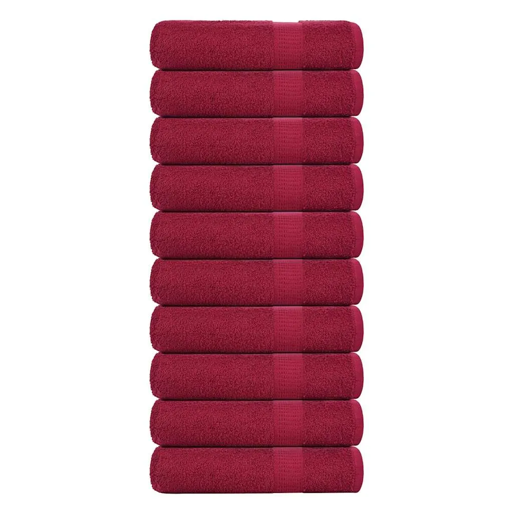 Hand Towels 10 pcs Bordeaux 50x100 cm 360 gsm 100% Cotton