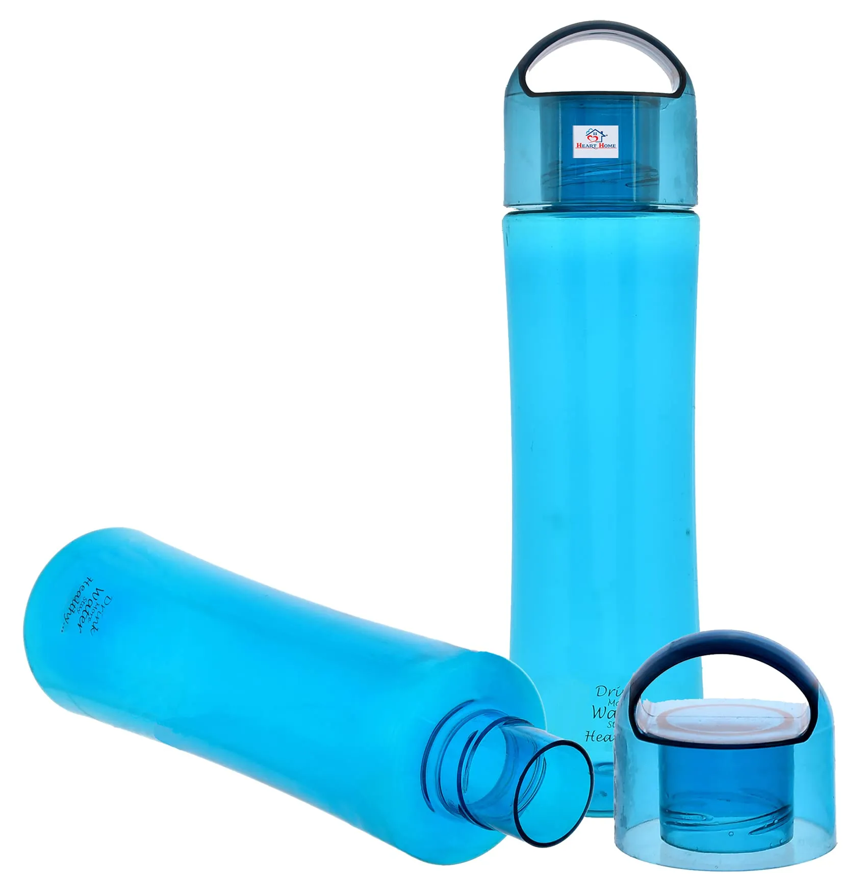 Heart Home Plastic Water Bottle- 1 Litre, Pack of 2 (Blue)