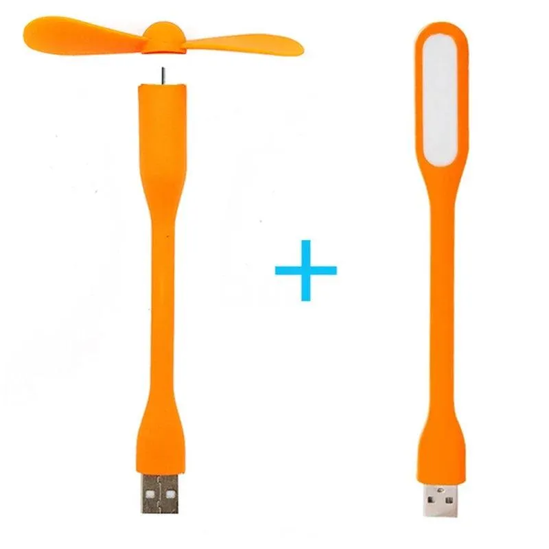 Hot Mini USB Fan Flexible Bendable Cooling Fan and USB LED Light For Humidifier & Power Bank & Notebook & Computer Summer Gadget